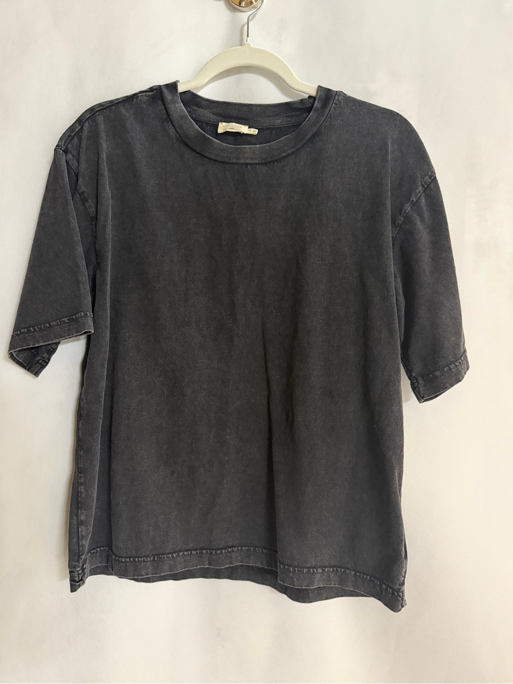 Faherty Washed Black Oversized Cotton T-Shirt Medium